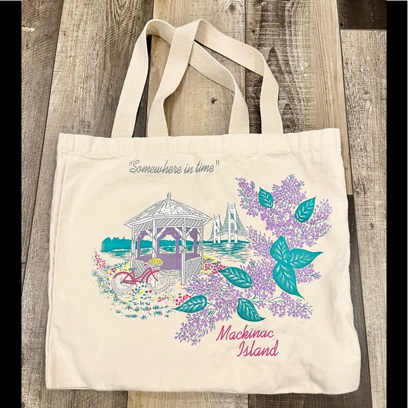 Handbags - Vintage Style Mackinac Island Pastel Colored Tote Bag